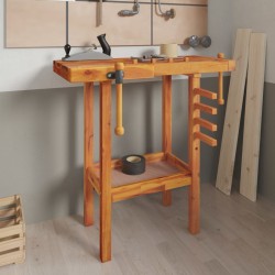 vidaXL Banco trabajo con tornillos de banco madera acacia 92x48x83cm
