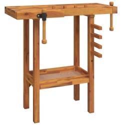 vidaXL Banco trabajo con tornillos de banco madera acacia 92x48x83cm