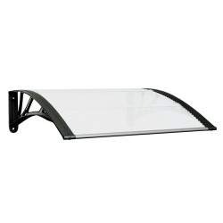 vidaXL Marquesina puerta policarbonato negro y transparente 80x80 cm