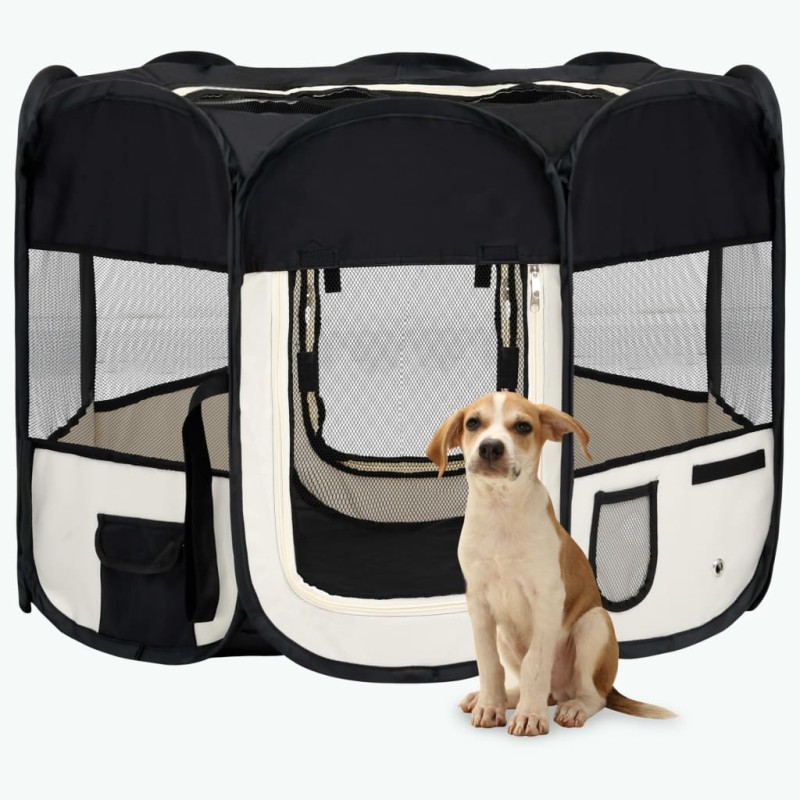 vidaXL Parque de perros plegable bolsa de transporte negro 90x90x58 cm vidaXL Parque de perros plegable bolsa de transporte negro 90x90x58 cm