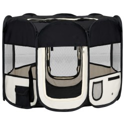 vidaXL Parque de perros plegable bolsa de transporte negro 90x90x58 cm