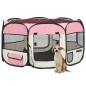 vidaXL Parque de perros plegable y bolsa transporte rosa 125x125x61cm vidaXL Parque de perros plegable y bolsa transporte rosa 125x125x61cm