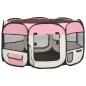 vidaXL Parque de perros plegable y bolsa transporte rosa 125x125x61cm vidaXL Parque de perros plegable y bolsa transporte rosa 125x125x61cm