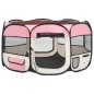 vidaXL Parque de perros plegable y bolsa transporte rosa 125x125x61cm vidaXL Parque de perros plegable y bolsa transporte rosa 125x125x61cm