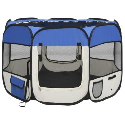 vidaXL Parque de perros plegable y bolsa de transporte azul 90x90x58cm