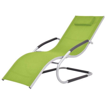 vidaXL Tumbona con cojín aluminio y textilene verde