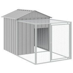 vidaXL Gallinero con corral acero galvanizado gris claro 117x201x123cm