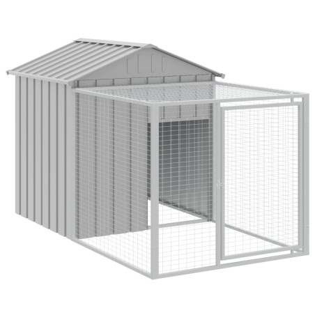 vidaXL Gallinero con corral acero galvanizado gris claro 117x201x123cm