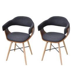vidaXL Sillas de comedor 2 unidades madera curvada y tela gris oscuro