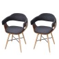 vidaXL Sillas de comedor 2 unidades madera curvada y tela gris oscuro vidaXL Sillas de comedor 2 unidades madera curvada y tela gris oscuro