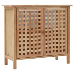 vidaXL Mueble de lavabo con espejo de madera maciza de nogal