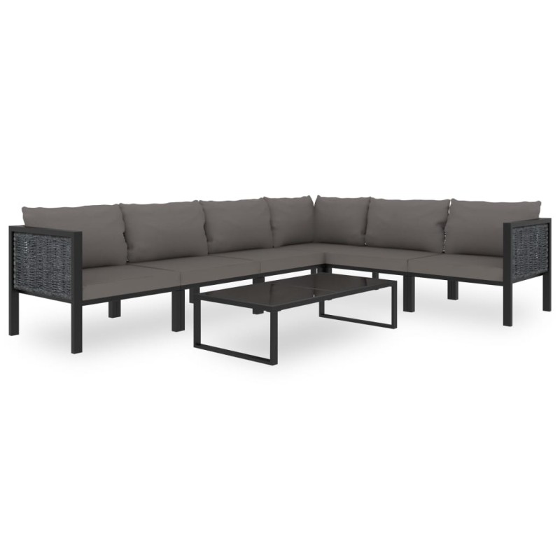vidaXL Mueblesde jardín 7 pzas y cojines ratán sintético antracita vidaXL Mueblesde jardín 7 pzas y cojines ratán sintético antracita