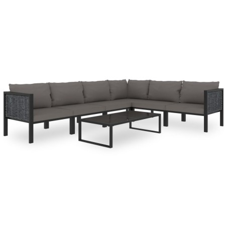 vidaXL Mueblesde jardín 7 pzas y cojines ratán sintético antracita