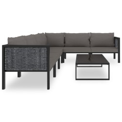 vidaXL Mueblesde jardín 7 pzas y cojines ratán sintético antracita