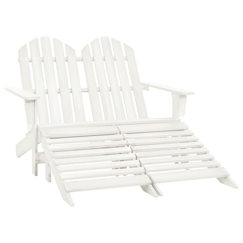 vidaXL Otomana Adirondack de jardín 2 plazas madera de abeto blanco vidaXL Otomana Adirondack de jardín 2 plazas madera de abeto blanco