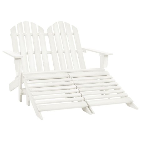 vidaXL Otomana Adirondack de jardín 2 plazas madera de abeto blanco