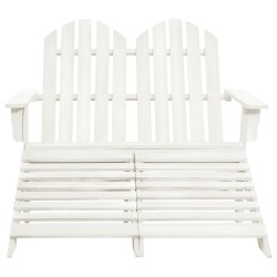 vidaXL Otomana Adirondack de jardín 2 plazas madera de abeto blanco