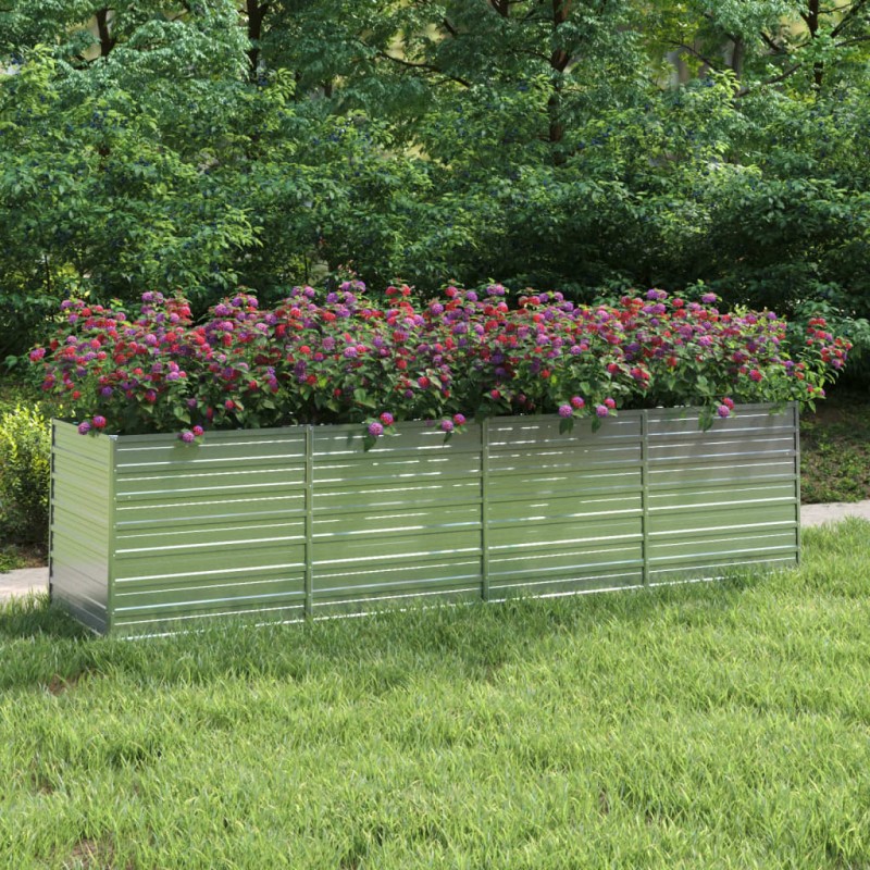 vidaXL Arriate de acero galvanizado plateado 320x80x77 cm vidaXL Arriate de acero galvanizado plateado 320x80x77 cm