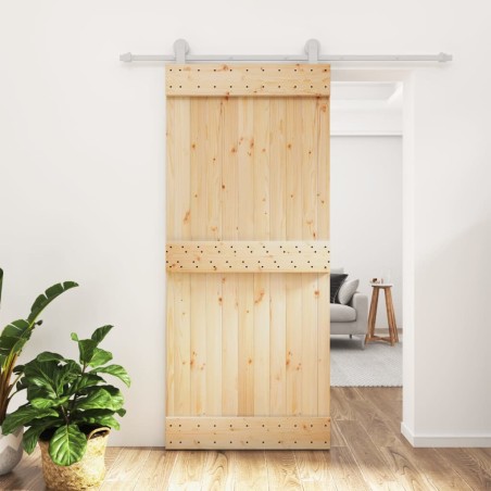 vidaXL Puerta corredera con herrajes madera maciza de pino 90x210 cm