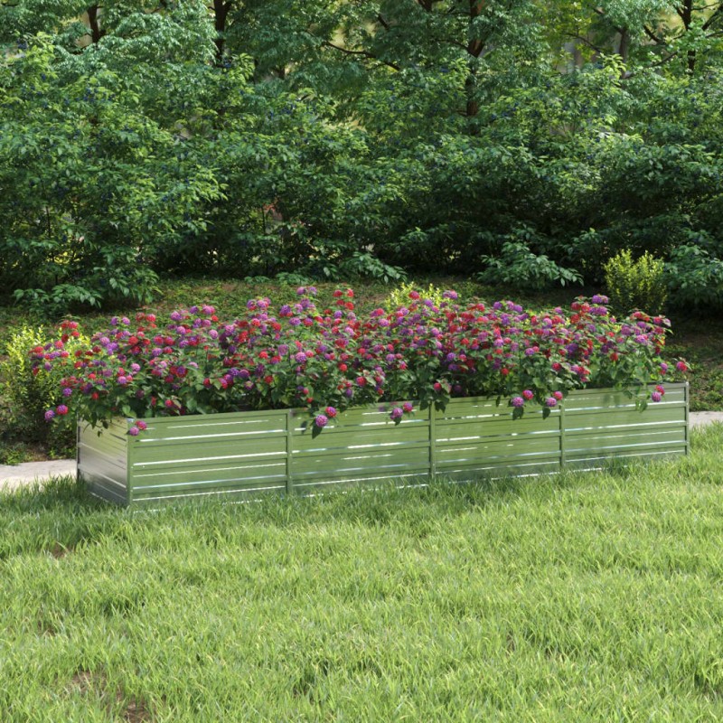 vidaXL Arriate de acero galvanizado plateado 320x80x45 cm vidaXL Arriate de acero galvanizado plateado 320x80x45 cm