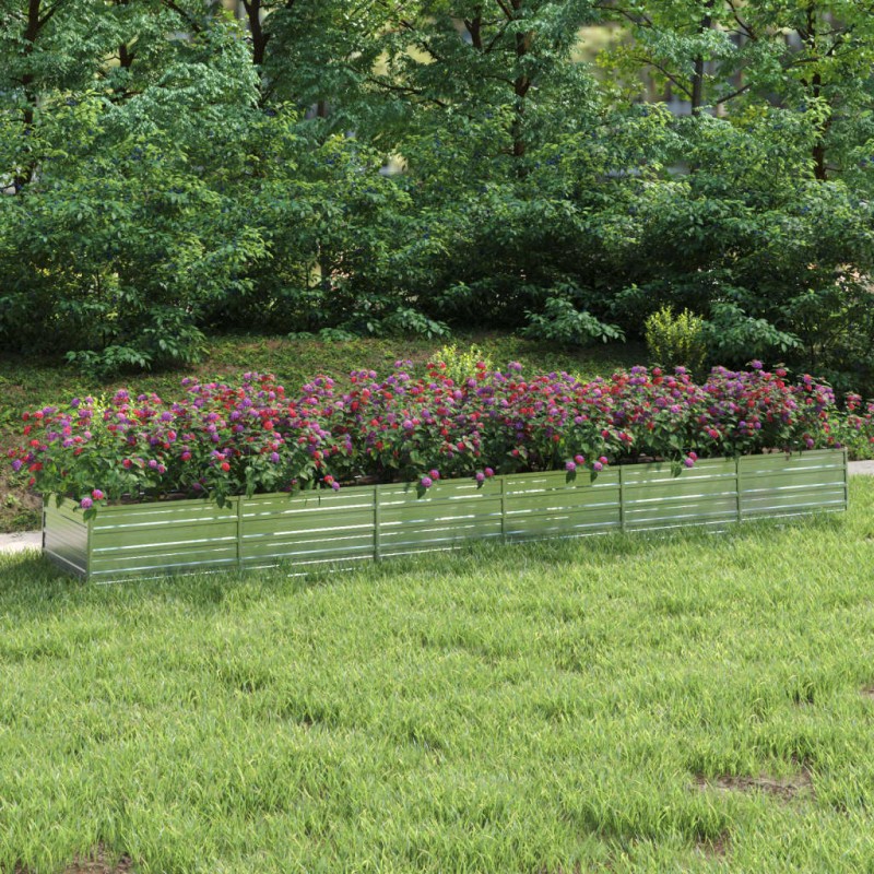 vidaXL Arriate de acero galvanizado plateado 480x80x45 cm vidaXL Arriate de acero galvanizado plateado 480x80x45 cm