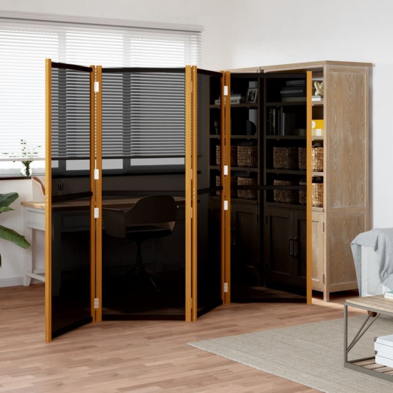 vidaXL Biombo divisor de 4 paneles negro 280x180 cm vidaXL Biombo divisor de 4 paneles negro 280x180 cm