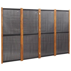 vidaXL Biombo divisor de 4 paneles negro 280x180 cm