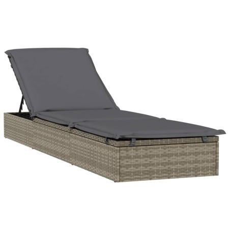 vidaXL Tumbona con cojín ratán sintético gris 201x55x62 cm