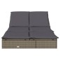 vidaXL Tumbona 2 personas ratán sintético con cojines gris vidaXL Tumbona 2 personas ratán sintético con cojines gris