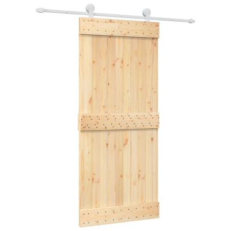 vidaXL Puerta corredera con herrajes madera maciza de pino 90x210 cm