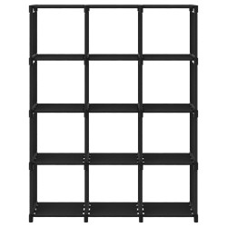 vidaXL Estantería de 12 cubos de tela negra 103x30x141 cm
