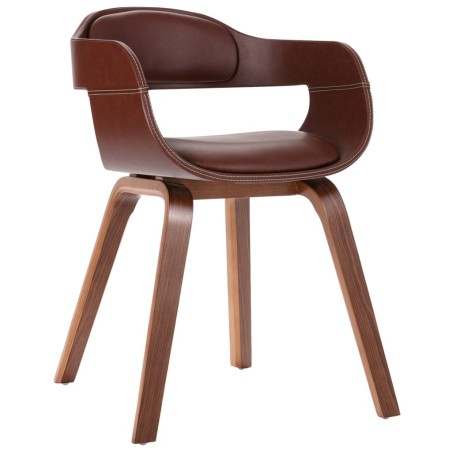 vidaXL Sillas de comedor 2 unidades madera curvada y cuero sintético