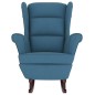 vidaXL Silla mecedora con patas de madera de caucho terciopelo azul vidaXL Silla mecedora con patas de madera de caucho terciopelo azul