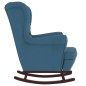 vidaXL Silla mecedora con patas de madera de caucho terciopelo azul vidaXL Silla mecedora con patas de madera de caucho terciopelo azul