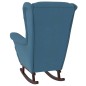vidaXL Silla mecedora con patas de madera de caucho terciopelo azul vidaXL Silla mecedora con patas de madera de caucho terciopelo azul