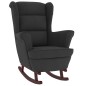 vidaXL Silla mecedora con patas de madera de caucho terciopelo negro vidaXL Silla mecedora con patas de madera de caucho terciopelo negro