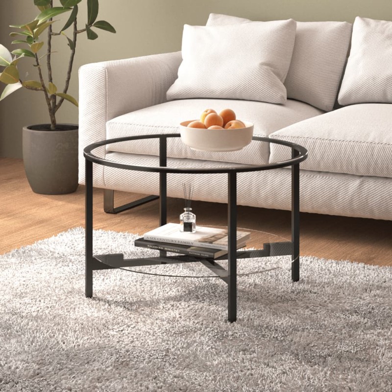vidaXL Mesa de centro vidrio templado negro y transparente 70 cm vidaXL Mesa de centro vidrio templado negro y transparente 70 cm