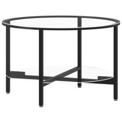 vidaXL Mesa de centro vidrio templado negro y transparente 70 cm