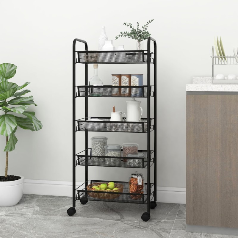 vidaXL Carrito de cocina 5 niveles hierro negro 46x26x105 cm vidaXL Carrito de cocina 5 niveles hierro negro 46x26x105 cm