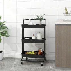 vidaXL Carrito de cocina 3 niveles hierro y ABS negro 42x35x85 cm