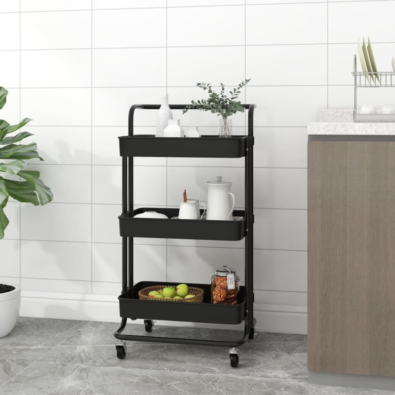 vidaXL Carrito de cocina 3 niveles hierro y ABS negro 42x35x85 cm vidaXL Carrito de cocina 3 niveles hierro y ABS negro 42x35x85 cm