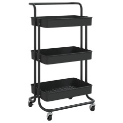 vidaXL Carrito de cocina 3 niveles hierro y ABS negro 42x35x85 cm