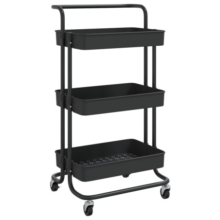 vidaXL Carrito de cocina 3 niveles hierro y ABS negro 42x35x85 cm