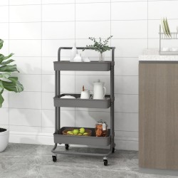 vidaXL Carrito de cocina 3 niveles hierro y ABS gris 42x35x85 cm