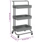 vidaXL Carrito de cocina 3 niveles hierro y ABS gris 42x35x85 cm