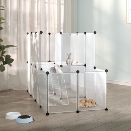 vidaXL Jaula de animales pequeños PP y acero transparente 142x74x93 cm