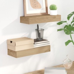 vidaXL Estantes de pared 2 unidades madera maciza de teca 40x15x6 cm