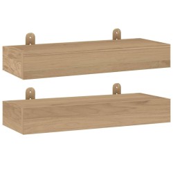 vidaXL Estantes de pared 2 unidades madera maciza de teca 40x15x6 cm