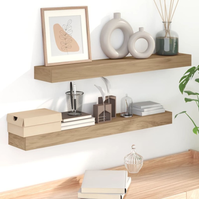 vidaXL Estantes de pared 2 unidades madera maciza de teca 90x15x6 cm vidaXL Estantes de pared 2 unidades madera maciza de teca 90x15x6 cm