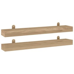vidaXL Estantes de pared 2 unidades madera maciza de teca 90x15x6 cm